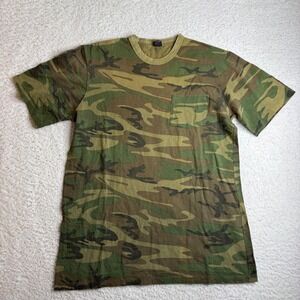 Vintage Rattlers Brand Camo T-Shirt Mens XL Made in USA Woodland pocket